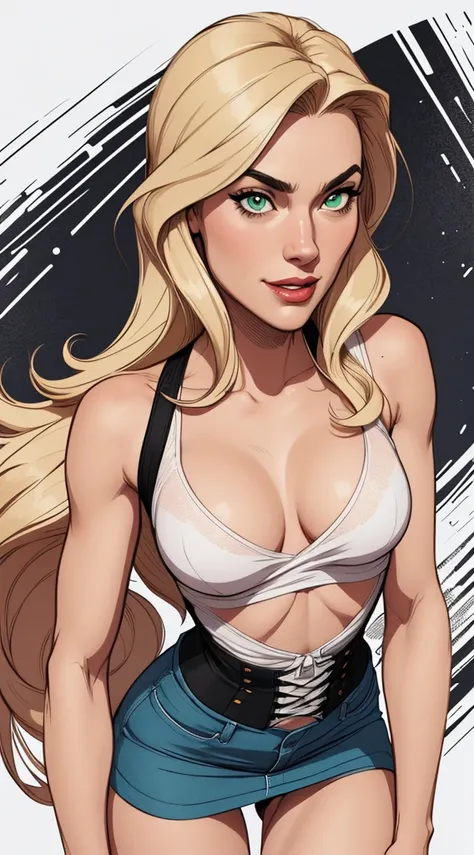 Personagens GTA estilo artgerm  femininas Yvonne Strahovski estilo de desenho animado:1.2), Woman from Southern Brazil Drawing Art Gaucho Artline white background woman Cartoon image of a woman , roupas sensuais , garota super valente destemida , Ilustra??...