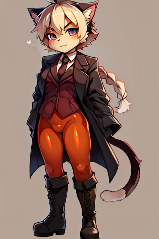 boy, cat, furry, bodyfur, blazer, bottomless, color tights, gloves, boots