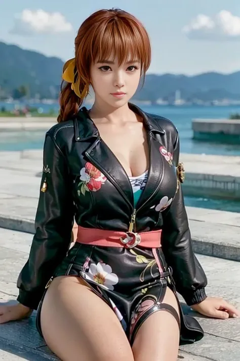 Kasumi, brown eyes, (best quality,ultra-detailed),(Realistic:1.37), beautiful and detailed face, Ultra-realistic texture, delicate face, athletic body, vivid colors. High definition, 8k. athletic body. 