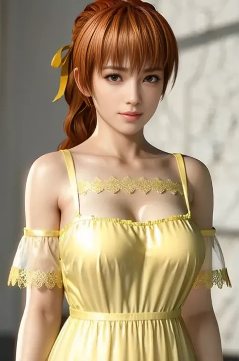 Kasumi, brown eyes, (best quality,ultra-detailed),(Realistic:1.37), beautiful and detailed face, Ultra-realistic texture, delicate face, athletic body, vivid colors. High definition, 8k. athletic body. expression a sweet smile