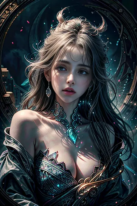 (best quality,4k,8k,highres,masterpiece:1.2),ultra-detailed,(realistic,photorealistic,photo-realistic:1.37),supernatural,otherworldly,stunningly realistic,stylish urban,guiding,youthful woman with flowing hair and striking features,guardian familiar with i...