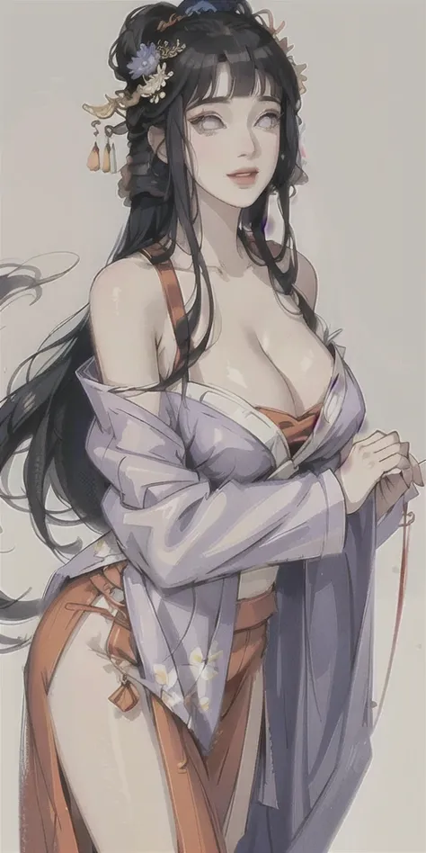 A girl, Chinese Clothing, Large Breasts, [特写Cleavage]]]]Huge long saggy breasts, Cleavage, The chest is more exposed，thigh，whole body, Sunlight, Clear face, Clean white background, masterpiece, Super Detail, Epic creation, Ultra HD, high quality, Extremely...