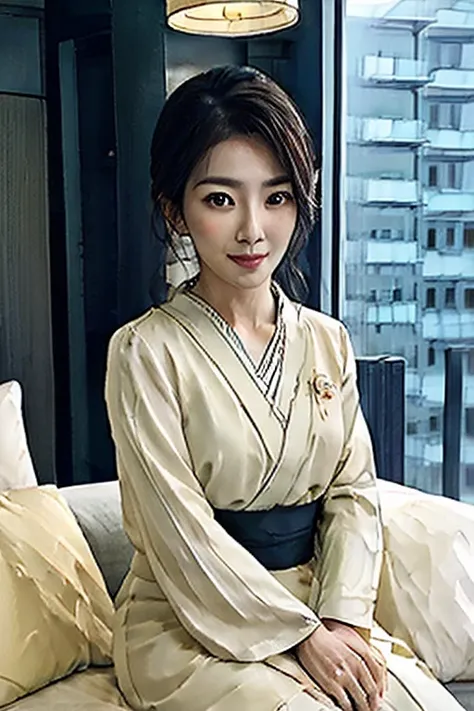 An Asian woman in her fifties wearing a kimono sitting on a bed holding a lamp, Japanese Goddess, 華やかでセクシーなgeisha, elegant Japanese women, オーガニックな魅惑的なgeisha, Beautiful oriental woman, Japanese women, Gorgeous Chinese Model, Japanese Model, Beautiful Asian ...