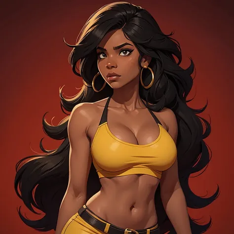 Personagem feminina estilo game free fire, garota negra cabelo castanhos escuro 18 ano