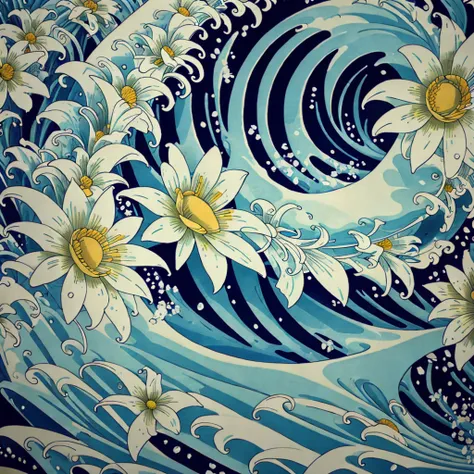 Great Wave Close Up Flowers