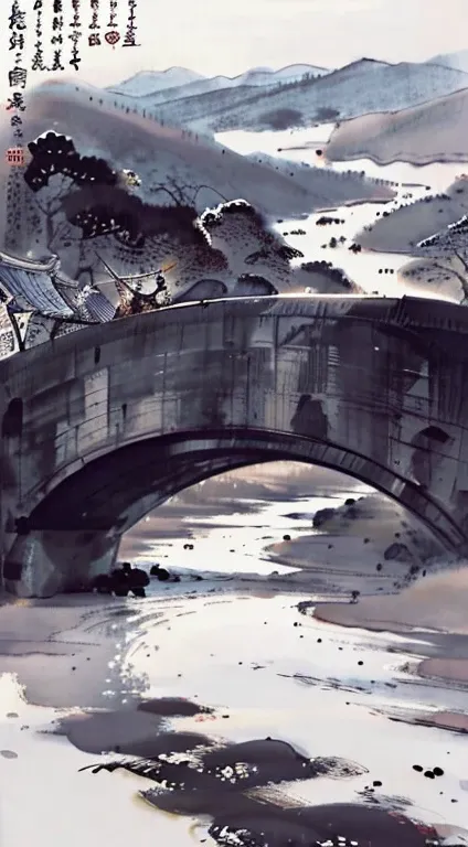 Bridge over the River，Ming Guo，Solar terms，winter solstice，culture，Ink，mores，Elegant