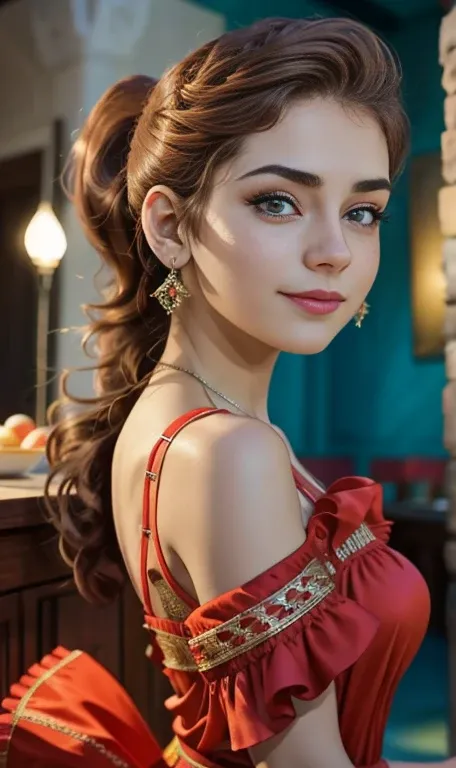 Photo of a 14 year-old american girl, .RAW, beautiful teenage girl, (Long brown hair with ponytail), light brown hair ponytail hairstyle((retrato)), ((Cara detallada:1.2)), ((Detailed facial features)), (Piel finamente detallada)  , (Masutepiece) (proporci...