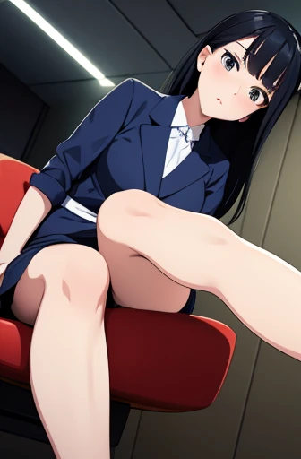 (unity 8k wallpape),(best quality),(high resolution),(ultra-detailed),(perfect anatomy),(beautiful detailed eyes),japanese mature,Beauty,slender,50yo,house wife,black hair,middlehair,flight attendant,Navy blue uniform,mini skirt,White panties,cameltoe,(pan...