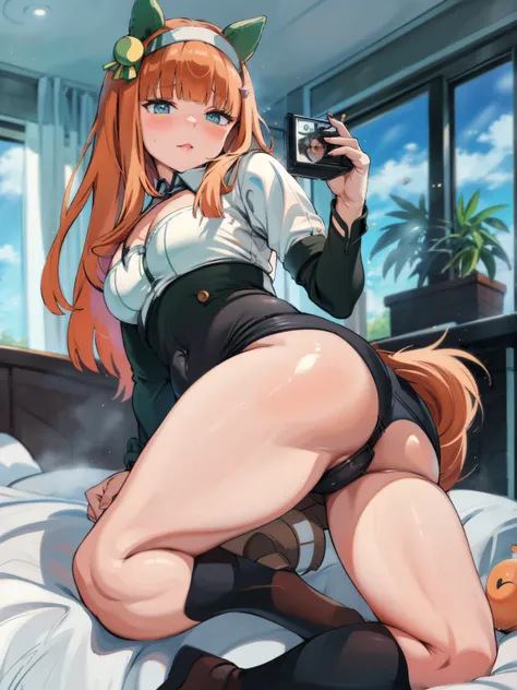 Maid clothes、Plump thighs、Best image quality、High resolution、masterpiece、super high quality、Spread your legs、Ass Shooting、Grey bra、Grey panties、Fullback panties、とてもBig Ass、The buttocks are too big、Low - Angle、Blushing、4K quality、Thick thighs、Big Ass、Wearin...