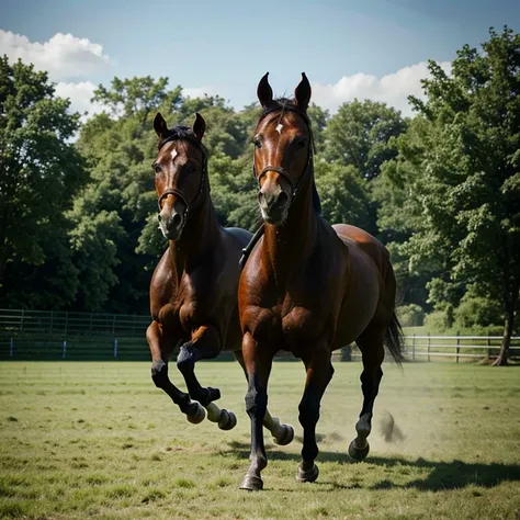 draw two horses, running across the field