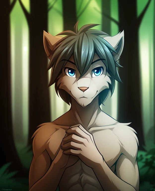 zen-twokinds, twokinds, by tom_fischbach,, (best quality, masterpiece:1), solo, furry male anthro, blue eyes, medium hair, finge...