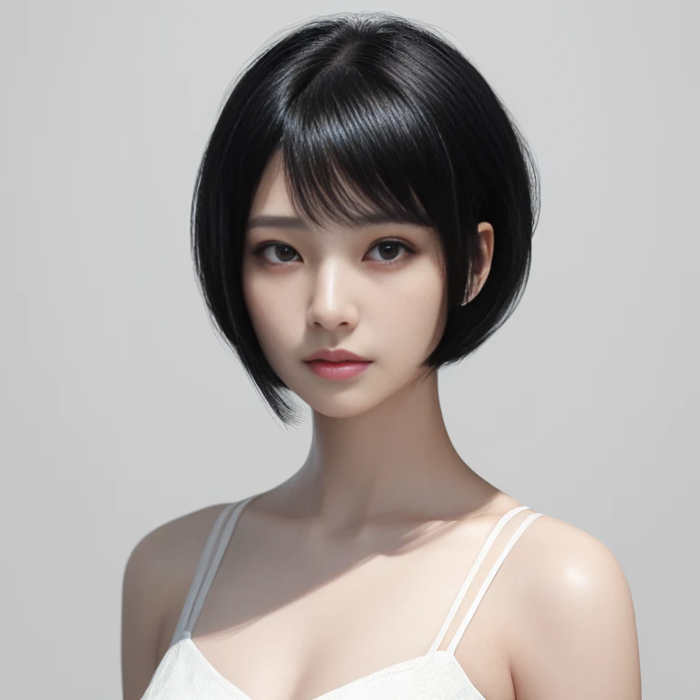 (highest quality、masterpiece)、(Concept Art)、(Avatar)、(icon)、((One Woman))、Age 25、((alone))、(from the front)、(Bust Shot)、(Shoulder Shots)、 (Black Hairの、Beautiful hairstyle)、Black Hair、(Shortcuts、Bobcut)、one piece、Highly detailed skin、Ray Tracing、(Soft Light...