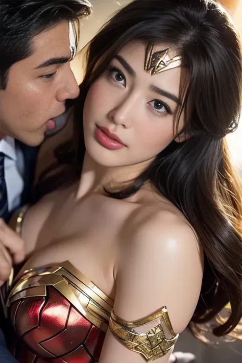 私はWonder Womanです、完璧なWonder Womanの衣装，お姫様Hugged,Hugged,Being strangled,You can hold it，Leaning on the man，Hugged，Can be lifted，Men lick my face with their tongues,The guys lick my head with their tongues,Men lick my hair with their tongues,My body is licked ...