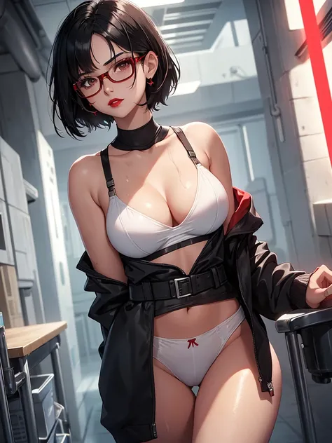 beautiful girl, 18 years old,Short hair, shoulder length,black hair, big breasts,wet, camel toe, red lips ,Wear glasses,
White underwear,
Starwars, jedi,sith,