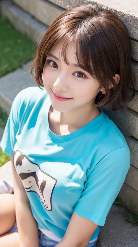 (top-quality,8K picture quality,​masterpiece:1.3,),(超A high resolution:1.3,Photorealsitic:1.4,Raw photography:1.2),(ultra-detailliert:1.2,shinny skin,Detailed skin:1.1),(Detailed face,Perfect Anatomy,Caustics:1.2),On the lawn,Sleep on your back,Overhead vi...