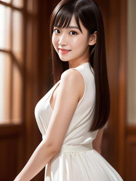 Beautiful woman in white dress, （masterpiece）、(highest quality:1.5)、(16kのwallpaper:1.2)、(Photorealistic:1.2)、(Ultra-detailed:1.2)、(超A high resolution:1.2),Healthy thighs、Narrow waist、Big ass、（Beautiful legs）、(Surreal), (figure), (High resolution), (Very de...