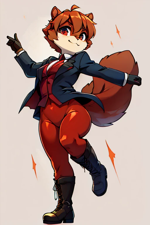 boy, squirrel, furry, bodyfur, blazer, bottomless, color tights, gloves, boots, dance