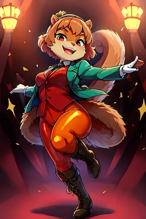 boy, squirrel, furry, bodyfur, blazer, bottomless, color tights, gloves, boots, idol, dance, mike, sing