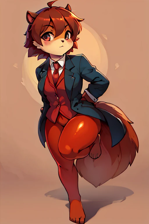 boy, squirrel, furry, bodyfur, blazer, bottomless, color tights, gloves, barefoot