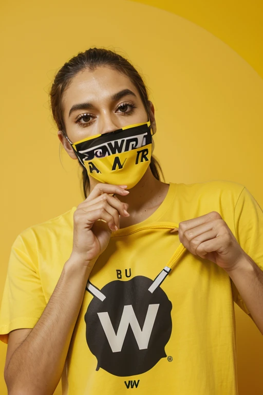 Criar um logotipo original e diferente de tudo o que possa aparecer nas redes sociais. that highlights the letter W for the WACKY DESING brand. Em amarelo. Minimalista. Marca que vende t-shirts.