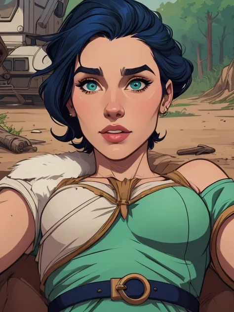 Personagem feminina armada com um .38 em estilo ocidental atompunk Fallout 4 Jennifer Connelly le com cicatrizes de guerra Imagem de desenho animado de uma mulher .Ilustra??o estilo desenho animado, estilo de arte dos desenhos animados, estilo de arte dos ...