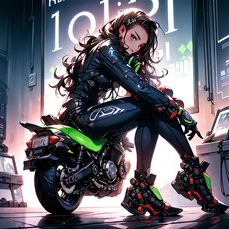 a woman sitting on a motorcycle on a beach, tiktok video, front side view full sheet, slender body, controversial poster art, 50mp, model with attractive body, brochure, mechanic, pexels contest winner, cast iron material, old photobook, photoreal details,...