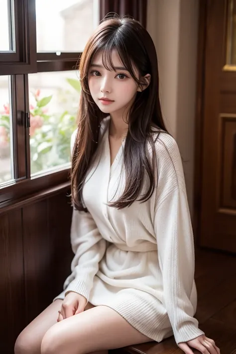 highest quality, Very detailed, masterpiece, 1 person,woman,(((完璧なwomanの体))),Very beautiful face, Very beautiful body,Gentle expression, Very beautiful eyes,(Perfect Makeup:1.1),Fashion Model,Trendy Fashion,Korean Women&#39;s Fashion,short hair,Shaggy Hair...