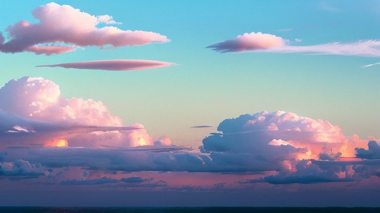 Ink Painting「Morning Clouds」 prompt: Morning Cloudsの風景を描く。