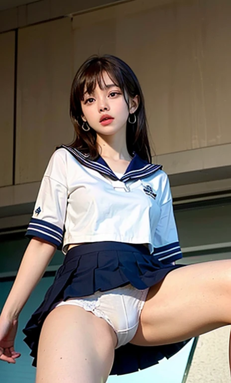 Detailed CG Unity 8k wallpapers、highest quality、masterpiece、Realistic、Bright lighting、非常にcute 女性、cute、17 years old、high school girl、Captivating eyes、(Droopy eyes:1.3)、(Watery eye:1.3)、((Ecstasy face))、Please open your mouth a little、blush、(Brown hair with ...