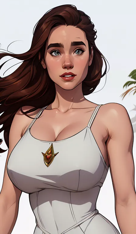 gta character style illustration and completely naked breasts showing a little fear breast size cartoon name: isabella cruz whit...