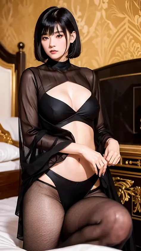 shokokomidef, Ultra realistic, 16k, high quality, incredibly detailed, dream aesthetic, dream atmosphere, young korean model (real girl), goth makeup, tall, realistic (short) black silky hair, hair messy fringe, cute real shiny eyes, short hair fluttering,...