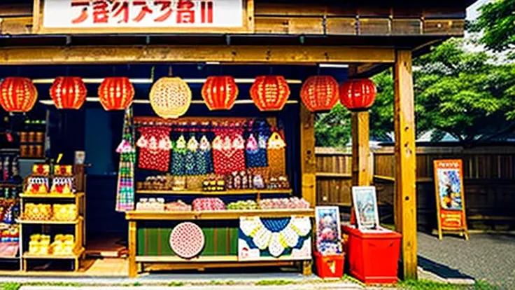 Countryside summer festival、Gion Festival、Opening a store、stall、firework、The kids、