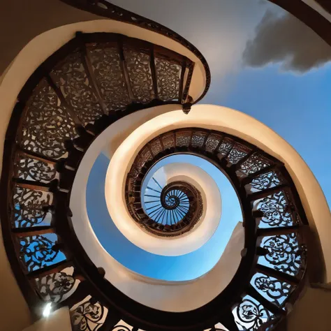 Spiral staircase leading to heaven、heaven、Beautiful path of light、god々Beautiful sky