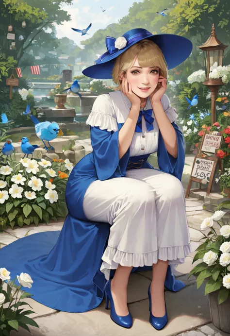 {{masterpiece、highest quality、(((realistic、realistic:1.37)))、8k quality}}, uekura, 1 girl, blonde, well-kept garden background, ...