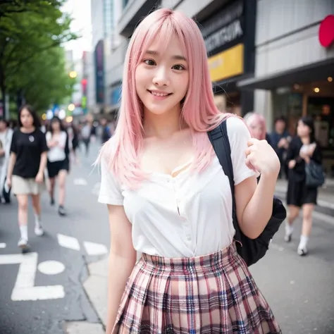 An unforgettable smile,Floating Hair, Flowing Hair, Pink Hair, Long Hair,ピンク iris, Two-tone hair, Beautiful fine hair, Exquisite and beautiful face,, Clear Eyes, Soft lips, iris, Ultra Wide Angle,Full Body Shot, 最high quality、masterpiece、超A high resolution...