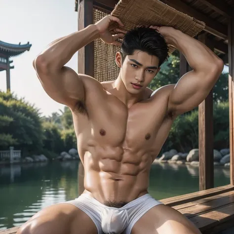 1 handsome chinese guy，wet body, wet hair, 18-year-old male high school student，majestic，who is shi yu?, li yuanbin, kim hyung t...