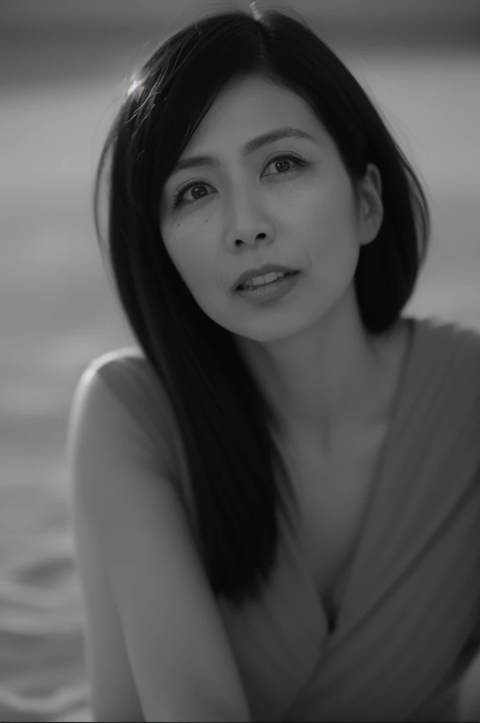 ((top quality)), ((8k)), ((masterpiece: 1.3)), (perfect appearance), (photorealism: 1.6), (grayscale: 1.6), (japanese woman walk...