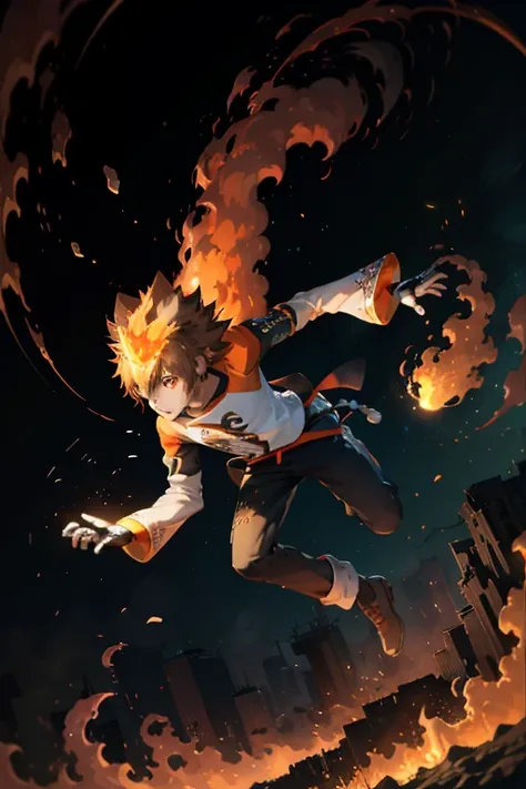 1boys, masterpiece, best quality, ultra-detailed, illustration, epic lighting, cinematic composition, isometric, tsuna sawada, c...