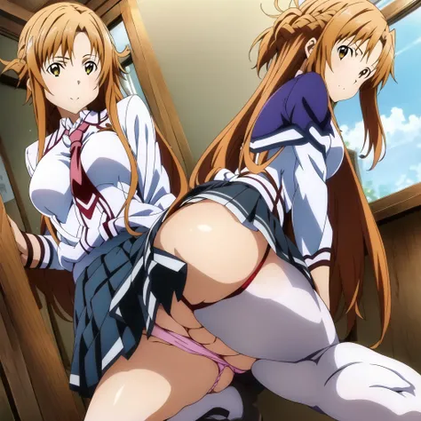 Asuna Yuki(Sword Art Online), (masterpiece, highest quality:1.2), (((One girl))), 一人で panties，Embarrassing, panties，classroom， (((Skirt flip, pantiesが見えてるよ)))，squat，squat，squat，squat，squat，squat，Spread your legs， (((Skirt flip, pantiesが見えてるよ)))， (((Skirt f...