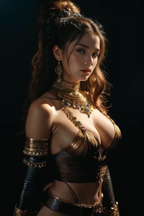 A masterpiece ultrarealistic ultra detailed body portrait of a very beautiful barbarian woman, Bronze Age, feminine, massurrealism. medium shot, intricate, elegant, standing, revealing, by stanley artgerm lau, wlop, rossdraws, james jean, andrei riabovitch...