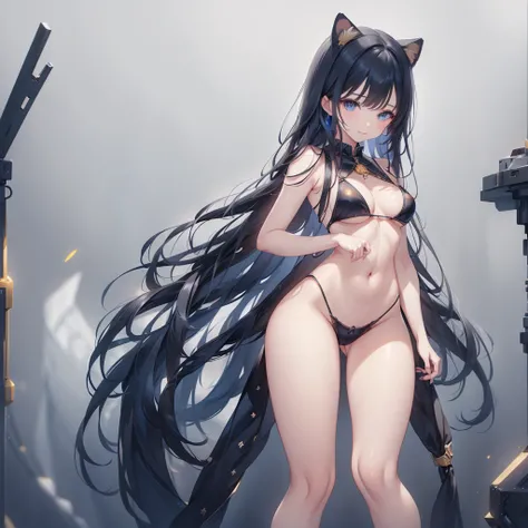 cute girl, Gazing into night city,cyborg,nit tops, sorrow, cyberpunk, T-back panty, blue eyes, hip, Moe,gold hiar,Underboob,Half ass,Tanuki face,micro bikini,peach hip,natural make up