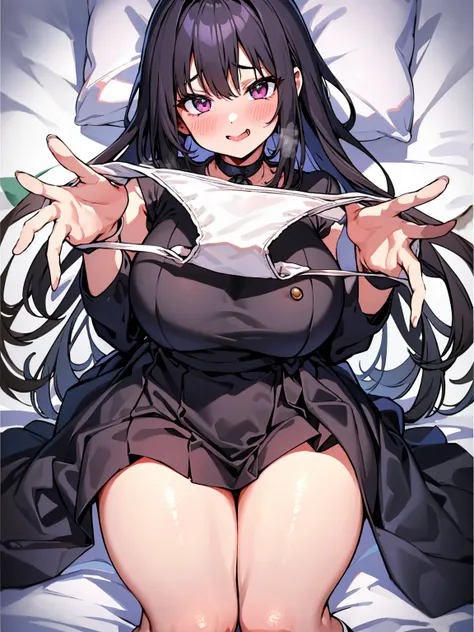 high school girl、Unfold panties with both hands、Plump thighs、Best image quality、High resolution、masterpiece、super high quality、Brown bra、Brown panties、とてもBig Ass、Blushing、4K quality、Thick thighs、Big Ass、Blushed、Big Breasts、Proud face、Wearing black knee soc...