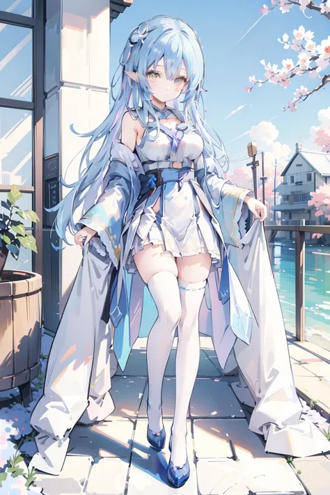 Cute anime waifu wearing beautiful clothes, Azure Lane style,Anime Goddess,Anime style 4k, Perfect body, Perfect big breasts,((best quality, 8K, masterpiece :1.3)),white stockings