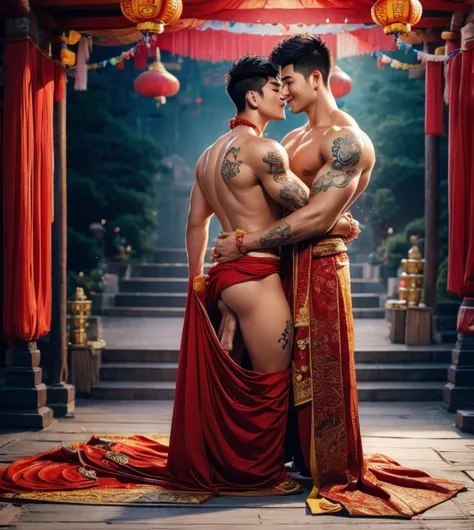 Two handsome boys fucking,have sex, smiling at each other,hugging, kissing, touching lips, cuddle, romantic,skin ship, lift position, penetration, Chinese Men God, Mythology, realistic, Chinese odyssy, super Handsome,manly, kpop idol, handsome korean actor...