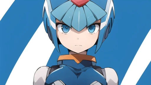 Leviathan Megaman 1 girl, looking at viewer, blue hair, Blue eyes, sea background , face only 