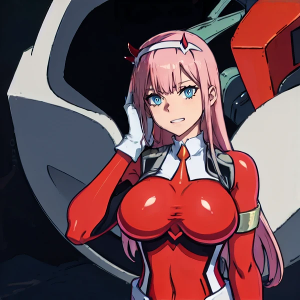 masterpiece, best quality, IncrsLowTier, electricity, glowing eyes zerotwo horns, hairband, necktie, red dress, pantyhose horns, hairband, red bodysuit, armlet, mecha horns, hairband, white bodysuit, white gloves, mecha peaked cap, red dress, white gloves,...