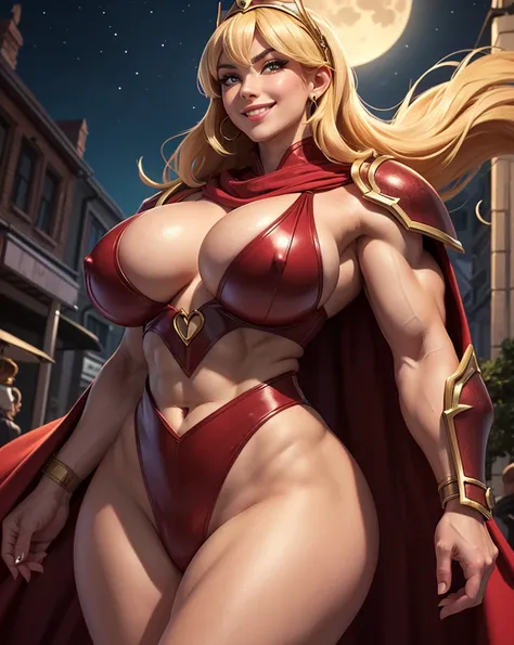 Royal Knight:1.3, (masterpiece, best quality:1.37), ultra-detailed:1.37, hyper-sharp:1.37, anime style, An illustration of a female royal knight bodybuilder, The female royal knight bodybuilder is 2m tall and has a muscular build. A female royal knight bod...