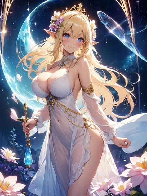 最high quality、1girl  ELF
NP: worst quality ,flower fractal art,
rule of thirds composition,
beautiful glow,
romanticism,ANGEL wing
the most beautiful form of chaos, various colors, entangled flower, Particle,magical gentle light,smile,sexy,Image quality、ma...