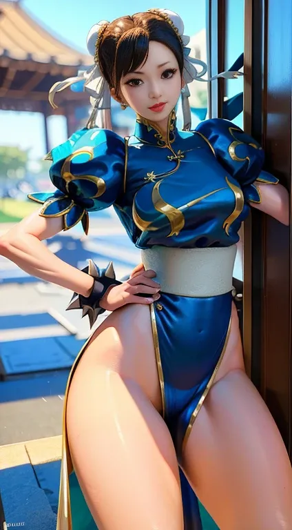 Chun- li，。.3D，Fighting posture，tightsuit，Soft lighting