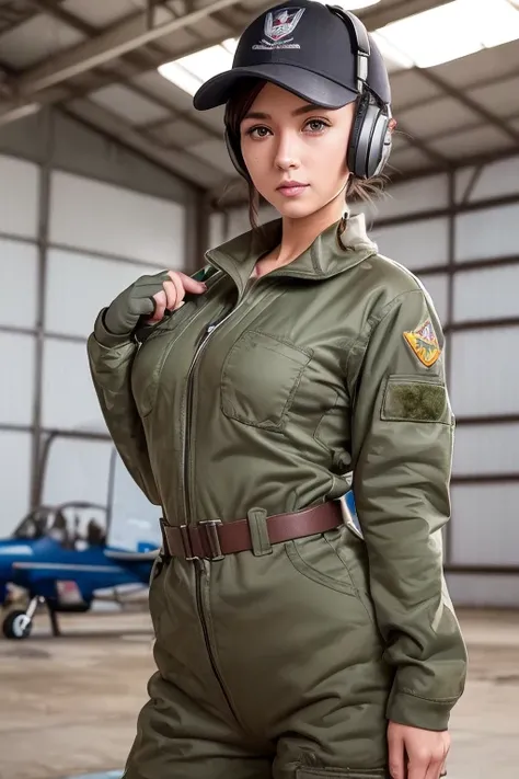 highest quality、8K、Super detailed, highest quality, ((Professional photos, RAW Photos)), Insanely Real, Very delicate and beautiful, Ultra-high resolution, Realistic lighting and shading, (A realistic image of a very cute female aircraft mechanic, alone), ...